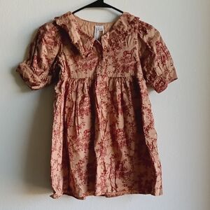 Janie and Jack Red and Tan Floral Dress